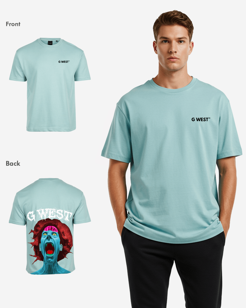 G West Mens Oversized Premium Erupt Brain T-Shirt G West
