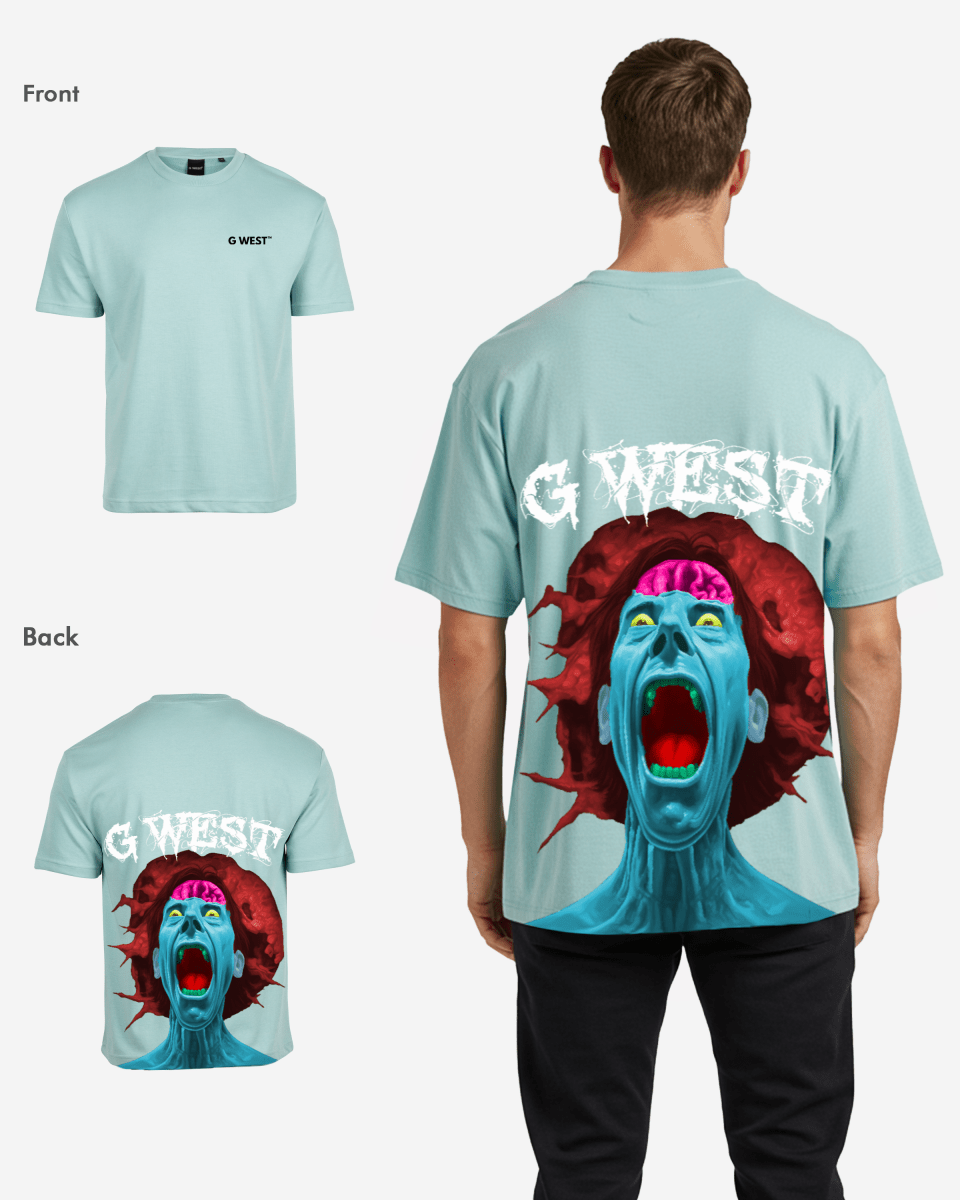 G West Mens Oversized Premium Erupt Brain T-Shirt G West