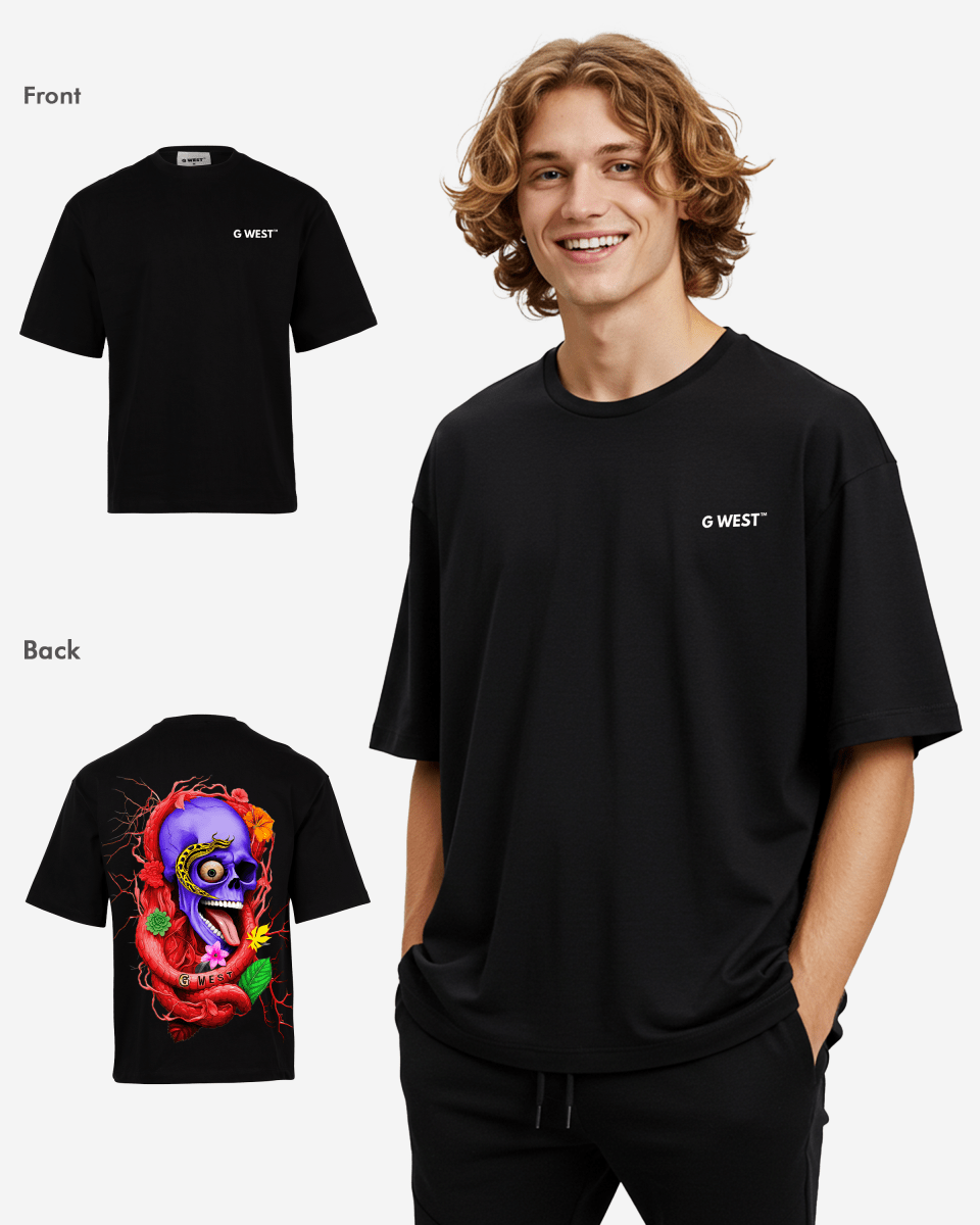G WEST OVERSIZED PREMIUM SNAKE SKULL T-SHIRT Mens G West