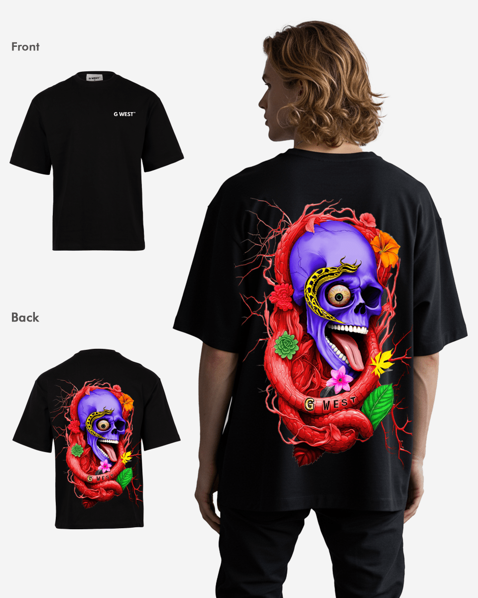 G WEST OVERSIZED PREMIUM SNAKE SKULL T-SHIRT Mens G West