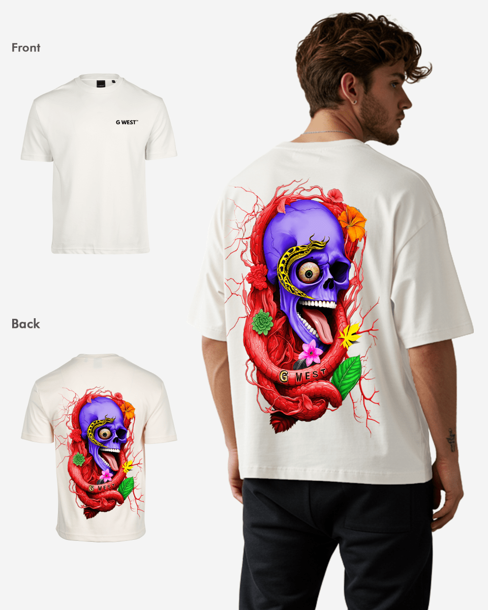 G WEST OVERSIZED PREMIUM SNAKE SKULL T-SHIRT Mens G West