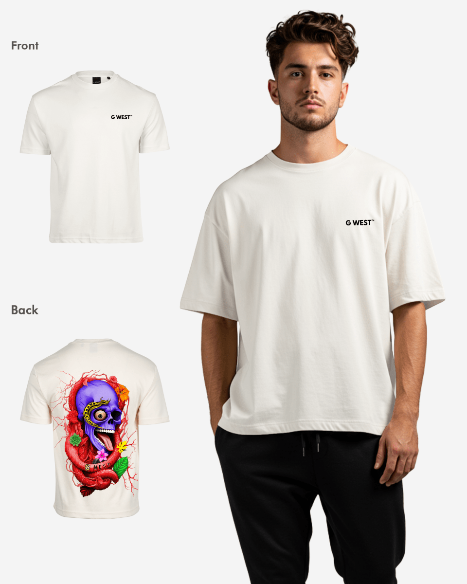 G WEST OVERSIZED PREMIUM SNAKE SKULL T-SHIRT Mens G West
