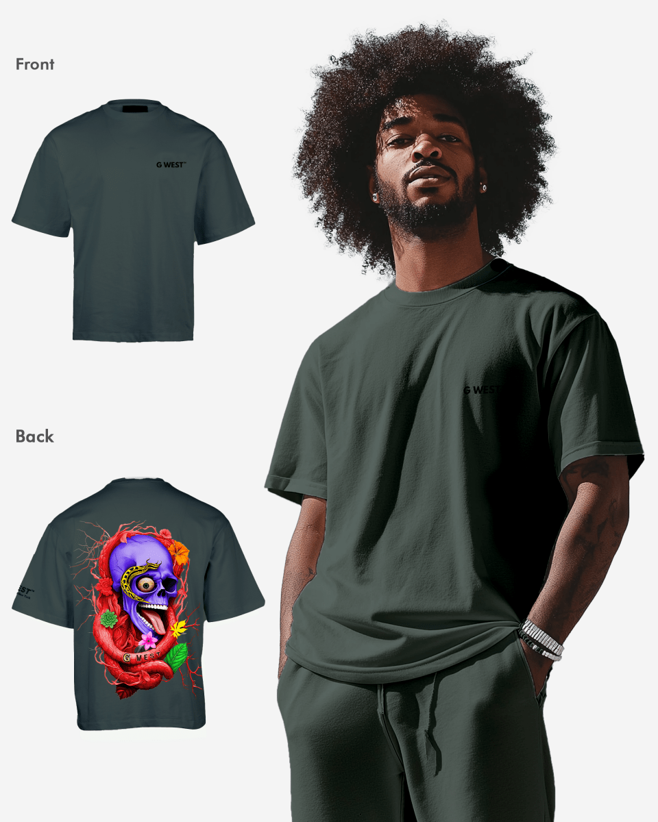 G WEST OVERSIZED PREMIUM SNAKE SKULL T-SHIRT Mens G West