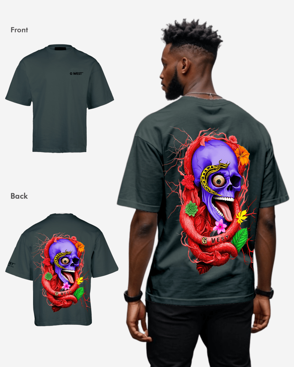 G WEST OVERSIZED PREMIUM SNAKE SKULL T-SHIRT Mens G West