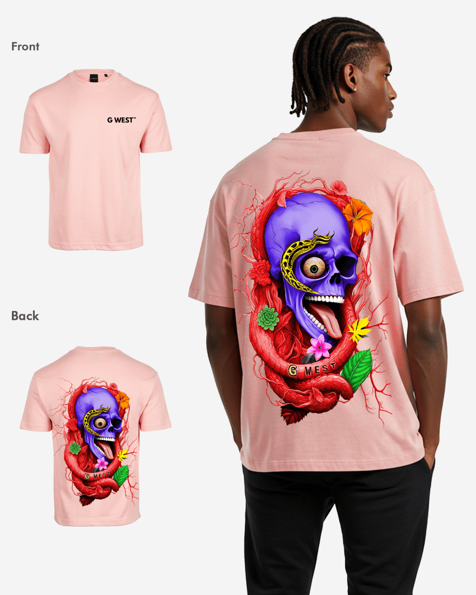 G WEST OVERSIZED PREMIUM SNAKE SKULL T-SHIRT Mens G West