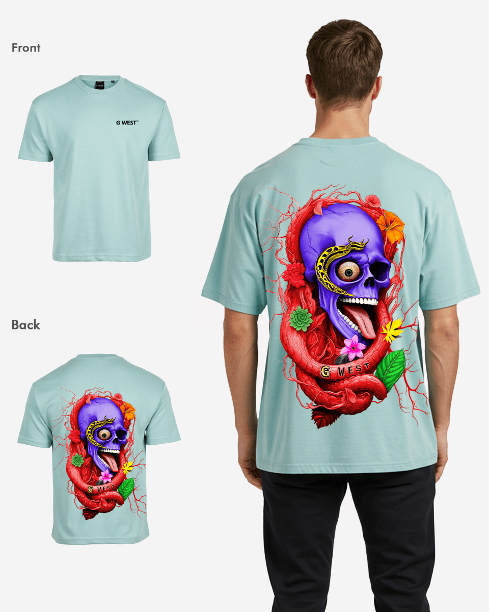 G WEST OVERSIZED PREMIUM SNAKE SKULL T-SHIRT Mens G West