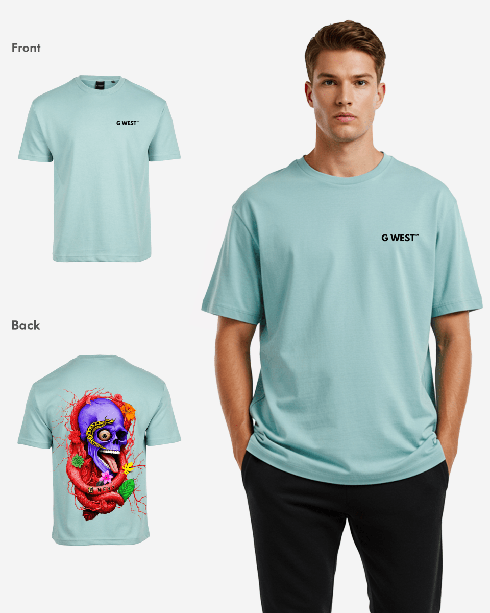 G WEST OVERSIZED PREMIUM SNAKE SKULL T-SHIRT Mens G West