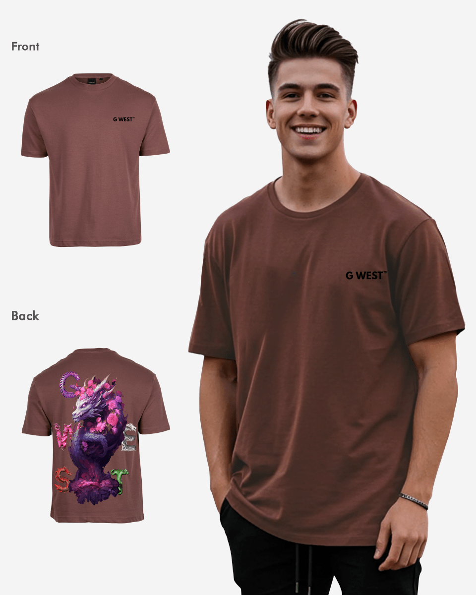 G West Mens Oversized Purple Dragon Tee G West