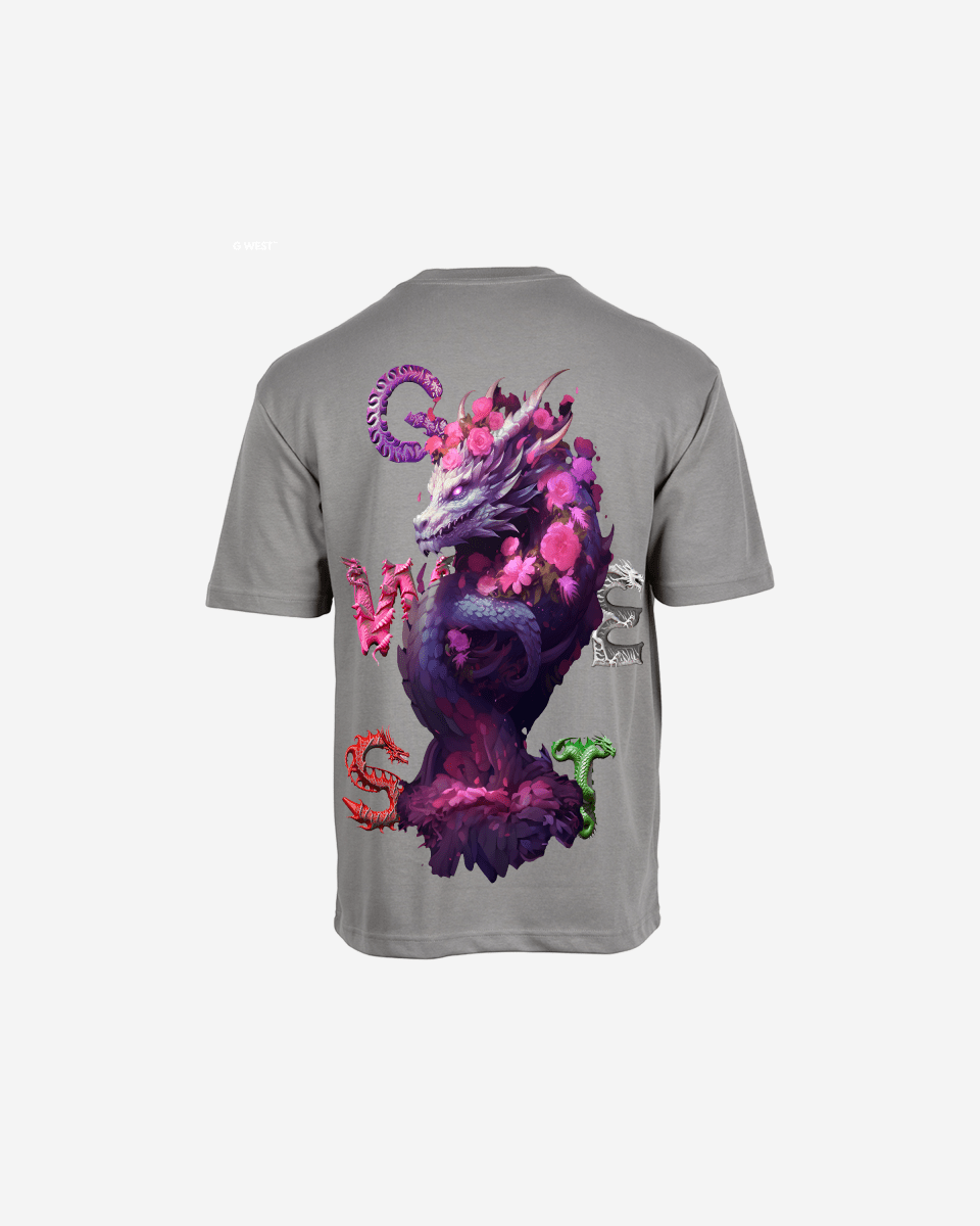 G West Mens Oversized Purple Dragon Tee G West