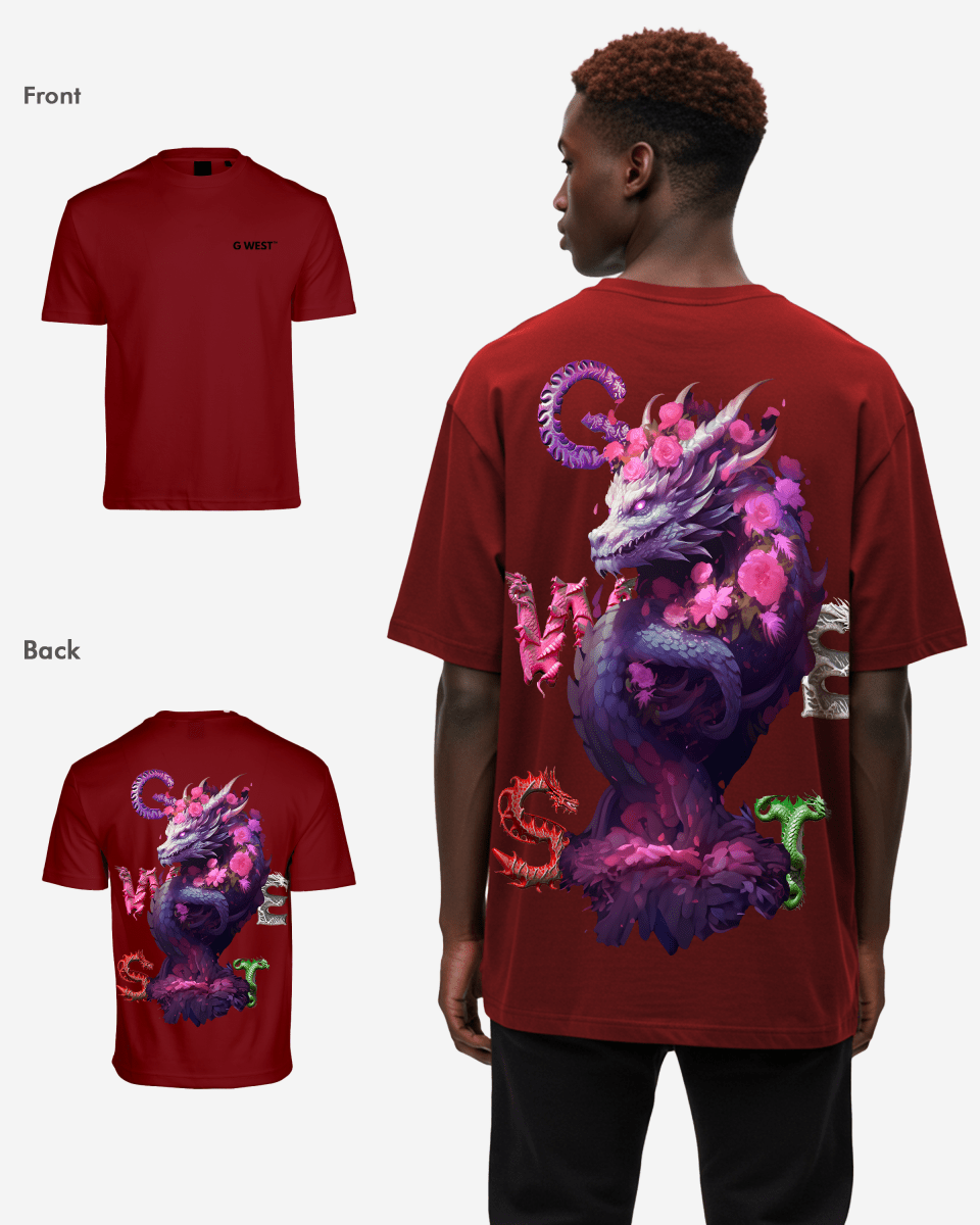 G West Mens Oversized Purple Dragon Tee G West