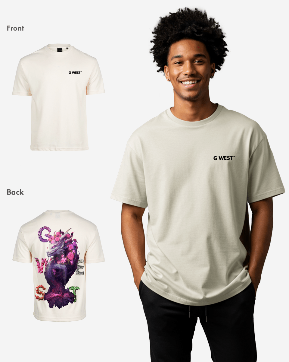 G West Mens Oversized Purple Dragon Tee G West