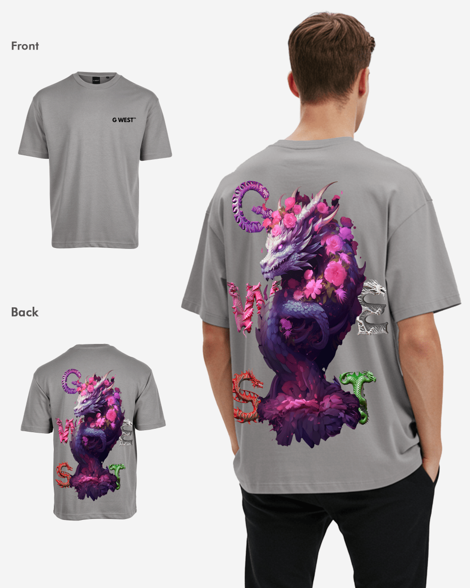G West Mens Oversized Purple Dragon Tee G West