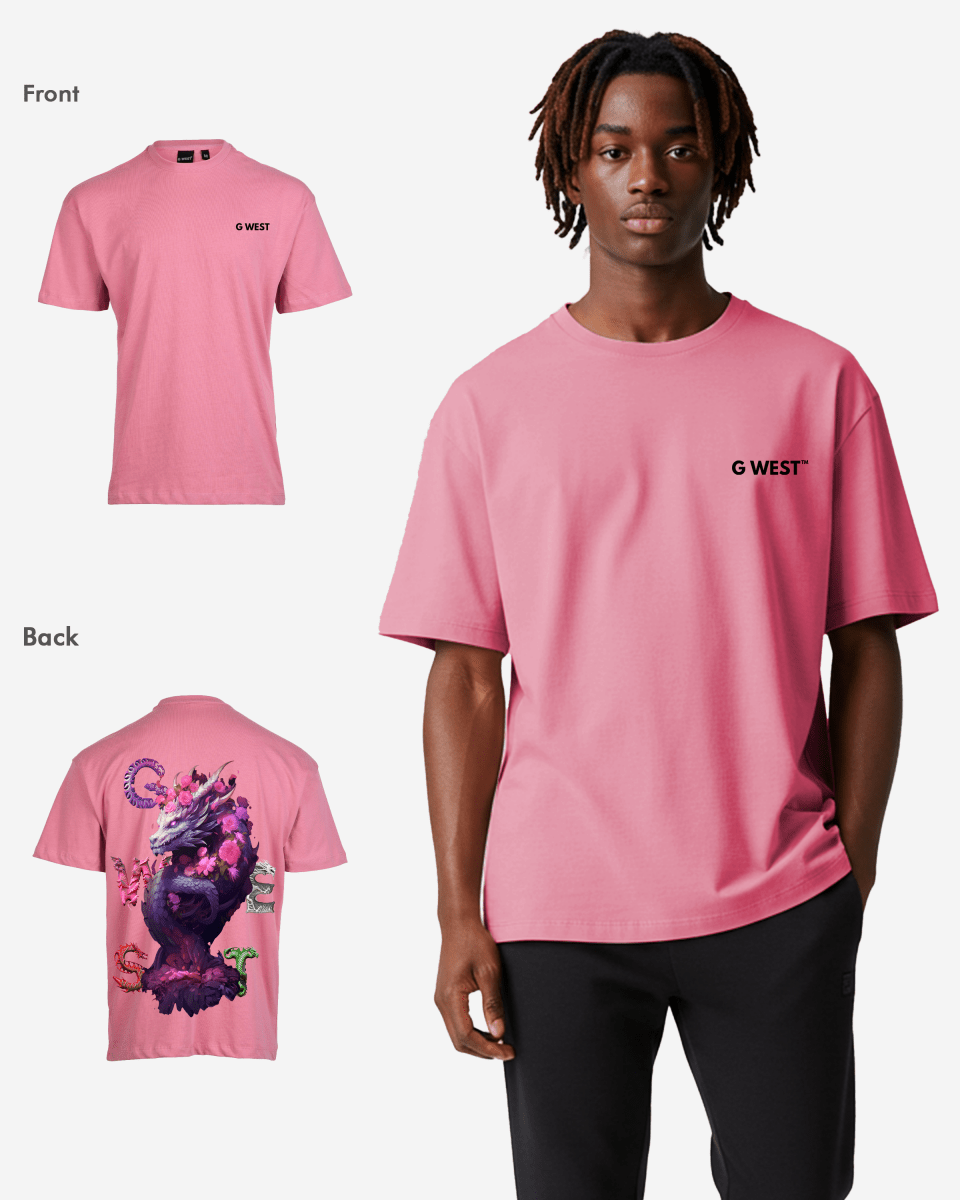 G West Mens Oversized Purple Dragon Tee G West
