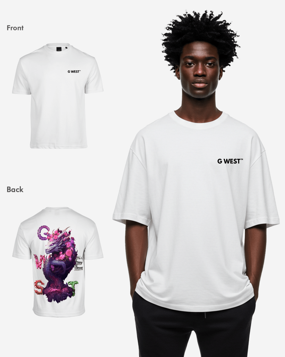 G West Mens Oversized Purple Dragon Tee G West