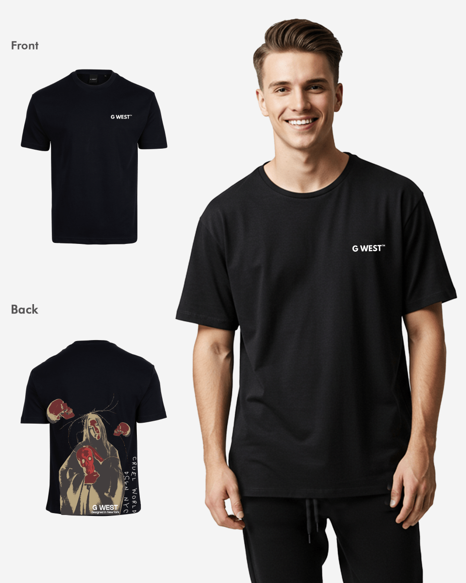 G West Mens Oversized Red Skull Tee G West