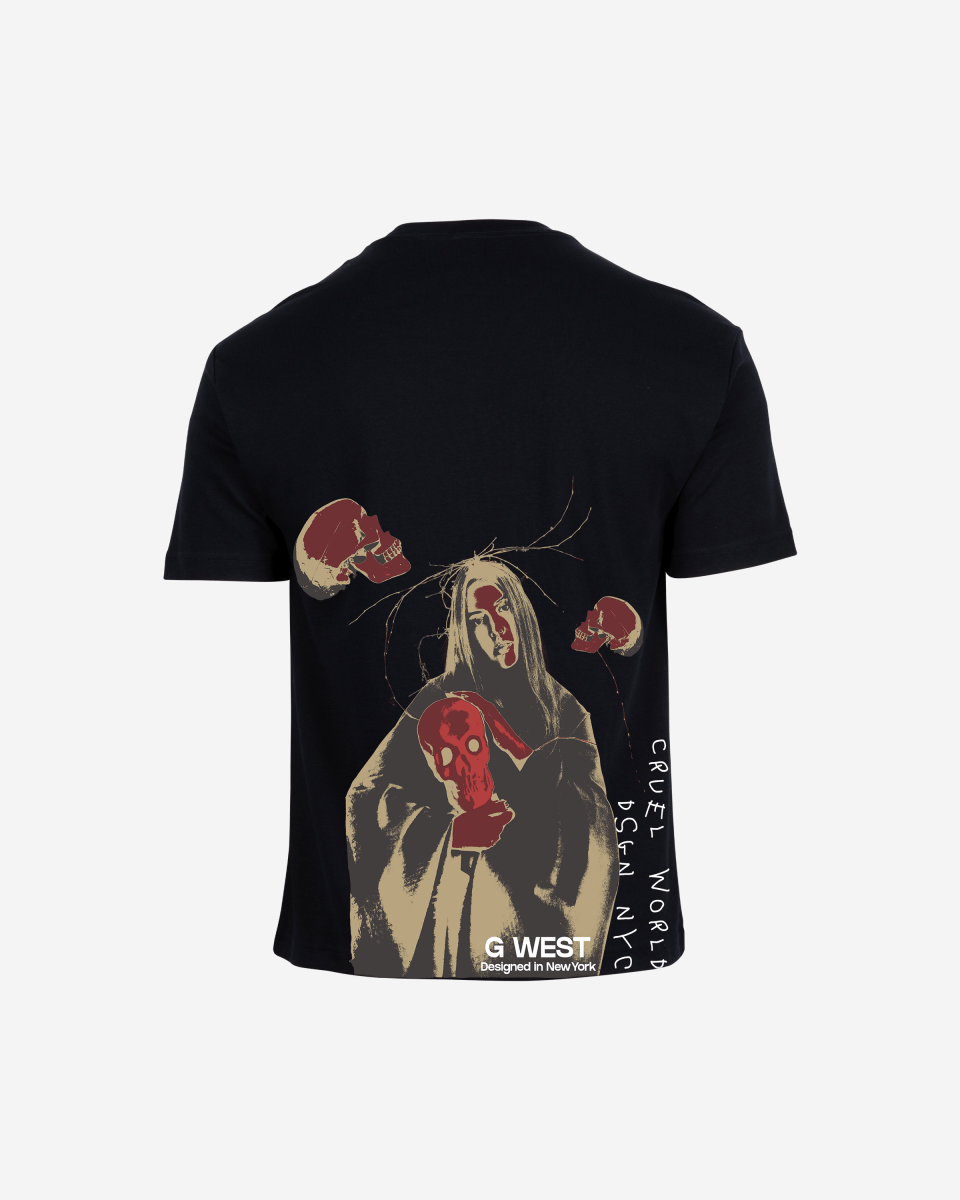 G West Mens Oversized Red Skull Tee G West