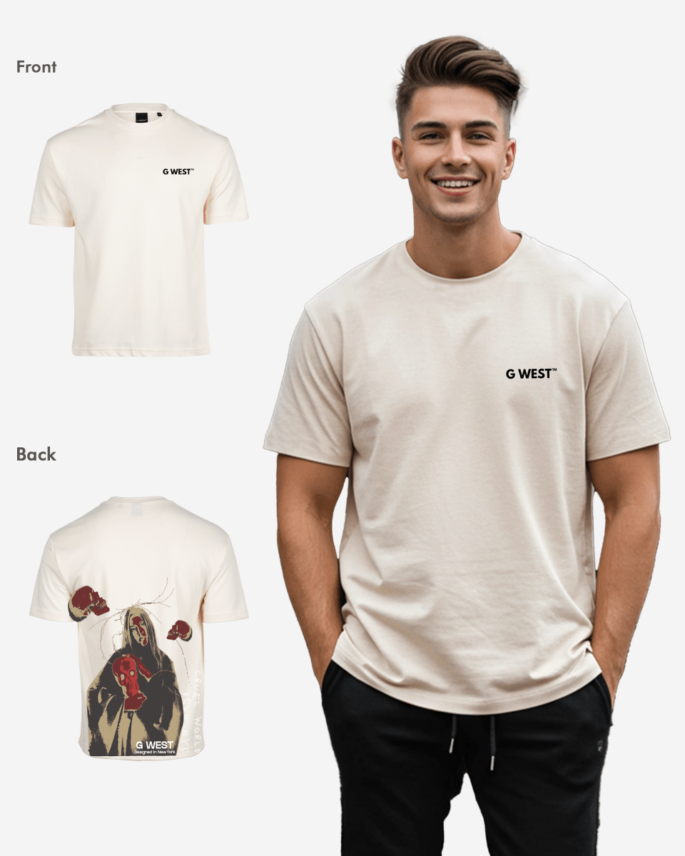 G West Mens Oversized Red Skull Tee G West