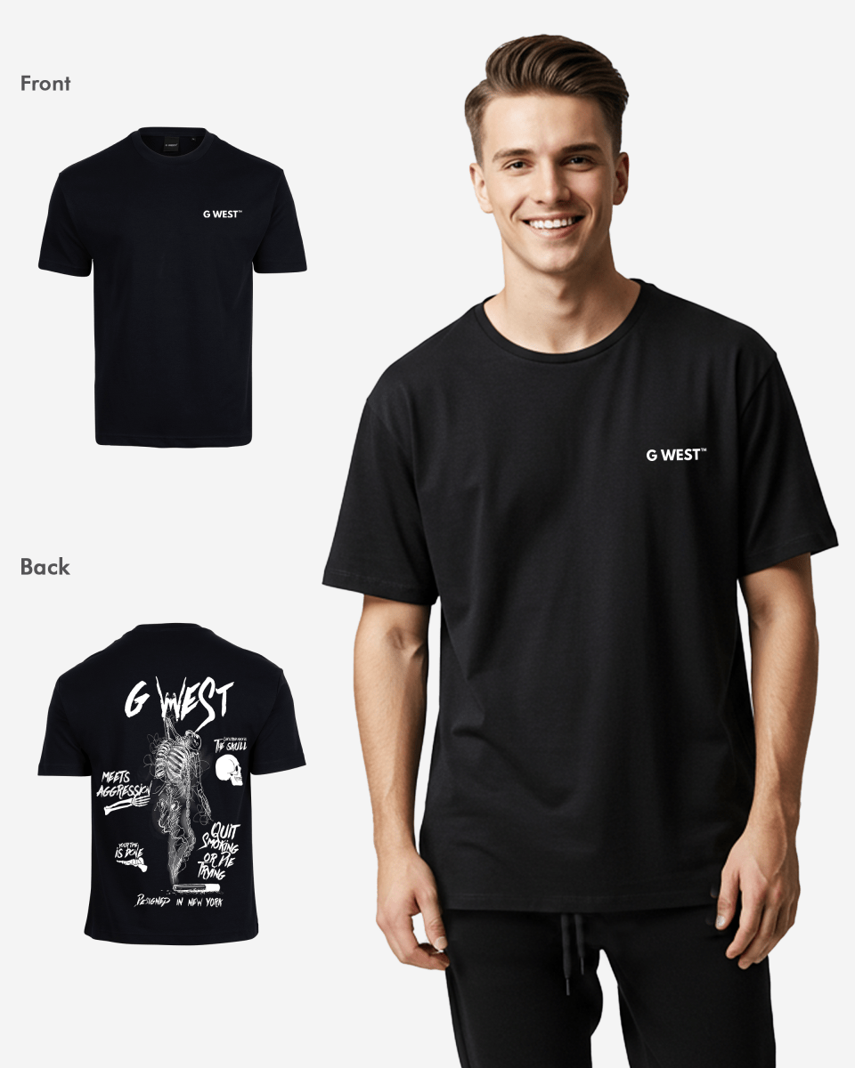G West Mens Oversized Smoke Skeleton Tee G West