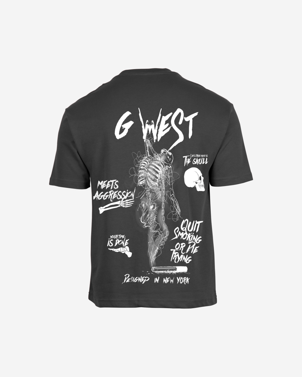 G West Mens Oversized Smoke Skeleton Tee G West