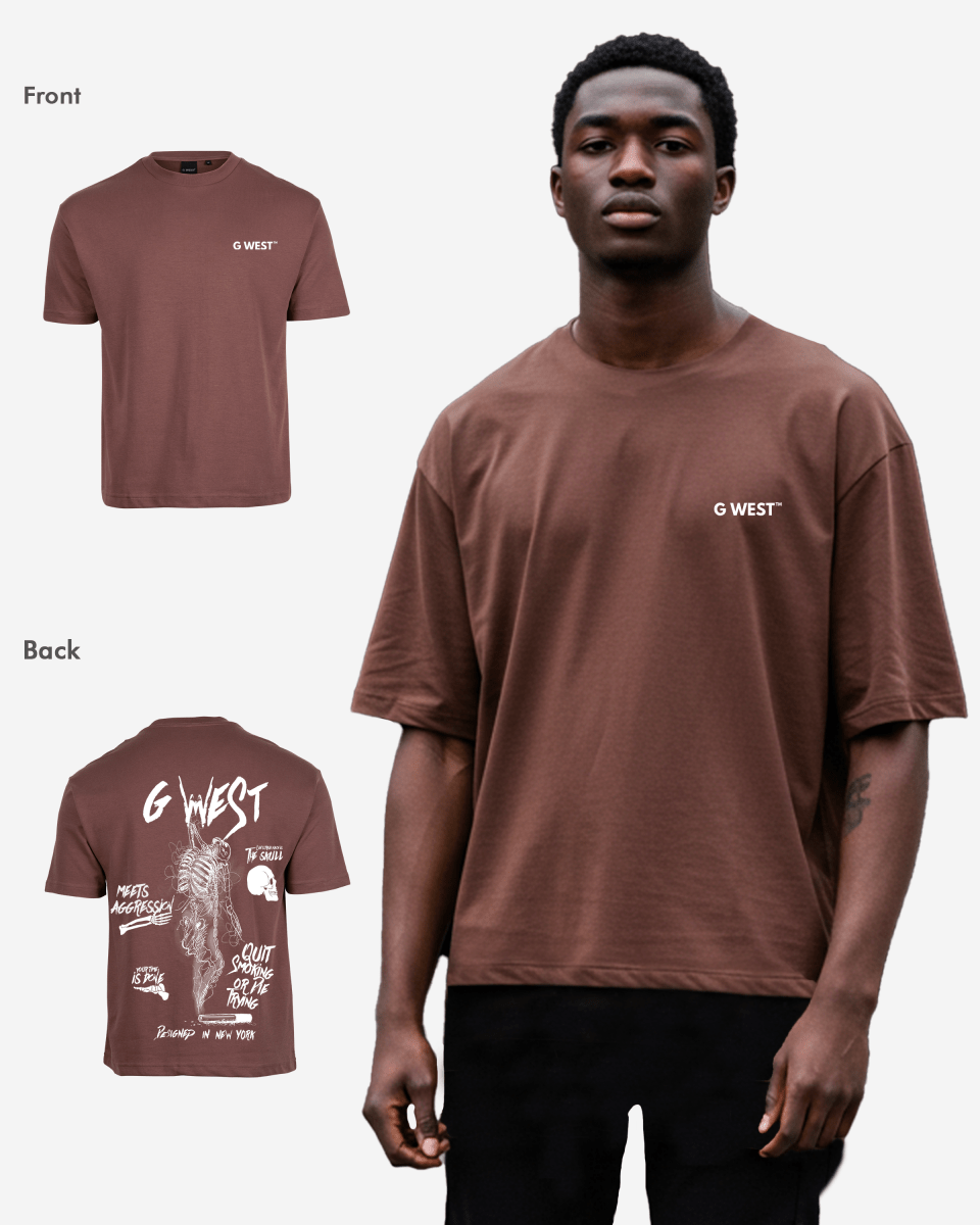 G West Mens Oversized Smoke Skeleton Tee G West