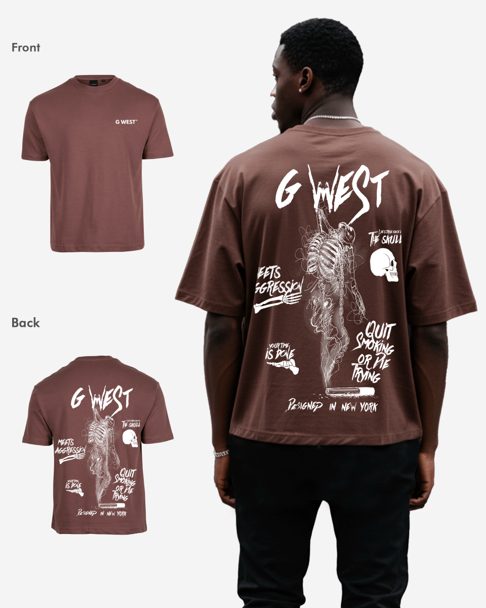 G West Mens Oversized Smoke Skeleton Tee G West