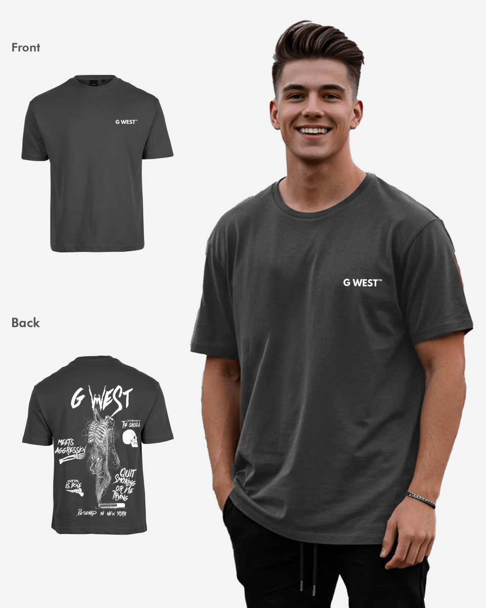 G West Mens Oversized Smoke Skeleton Tee G West