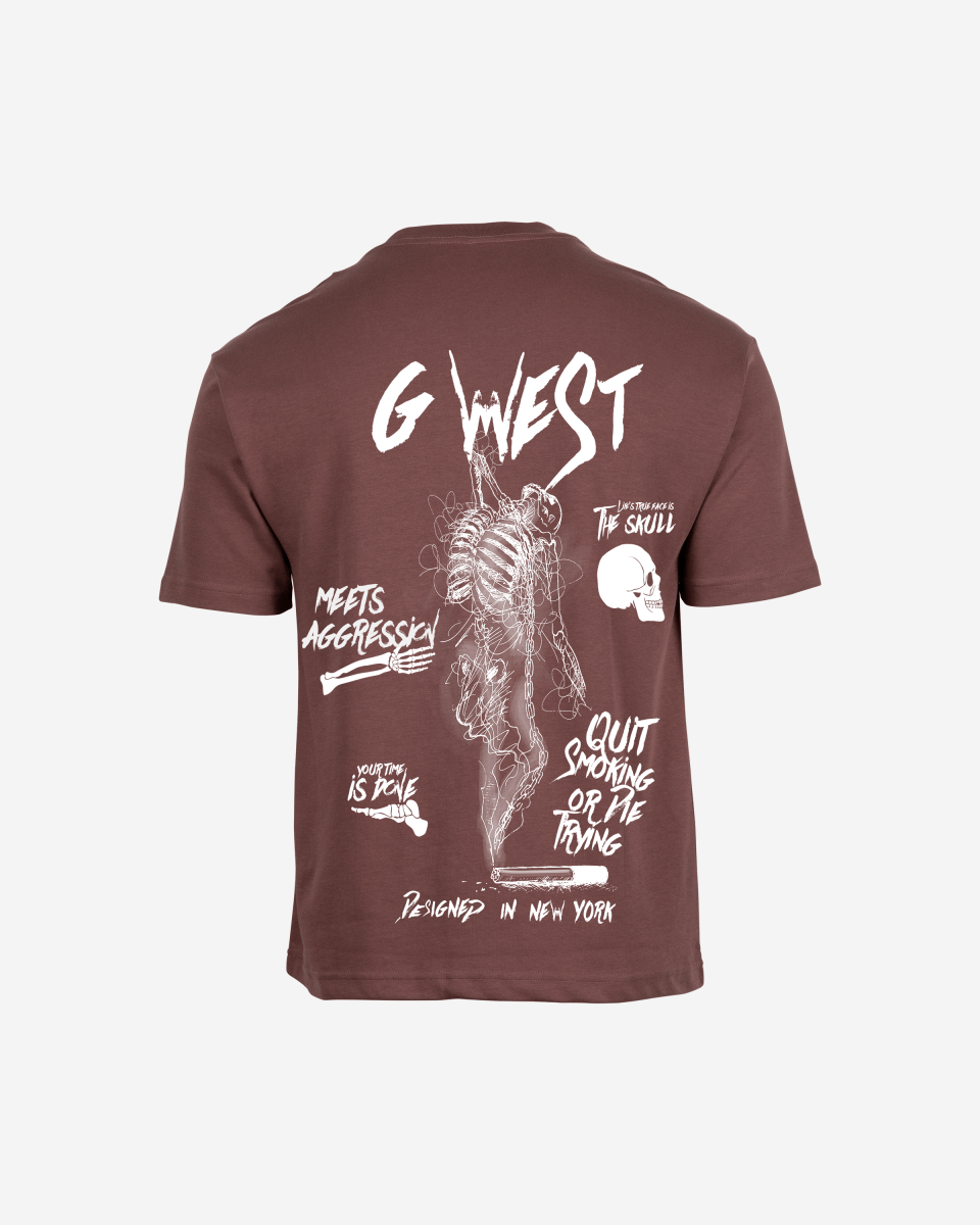 G West Mens Oversized Smoke Skeleton Tee G West