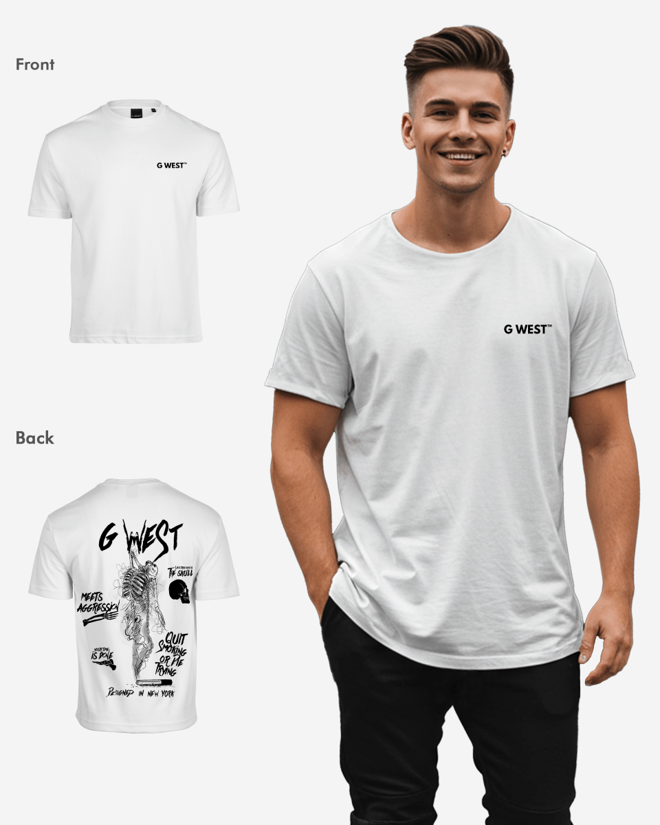 G West Mens Oversized Smoke Skeleton Tee G West