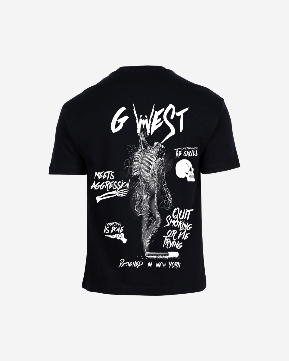 G West Mens Oversized Smoke Skeleton Tee G West