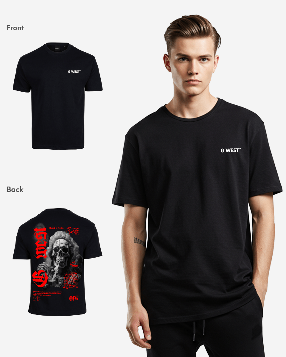 G West Oversized Smoke Skull T-Shirt Mens G West