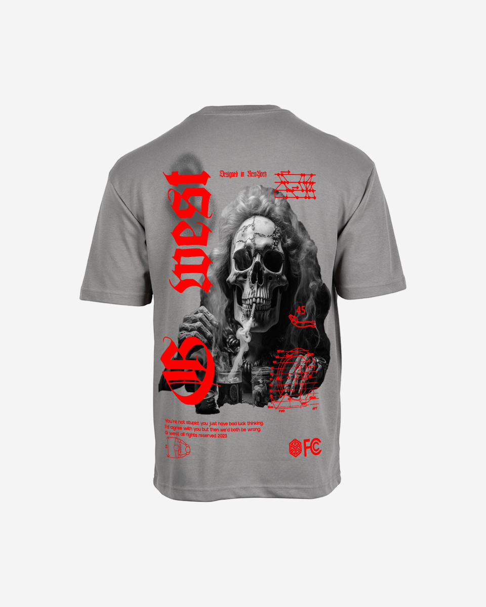 G West Oversized Smoke Skull T-Shirt Mens G West