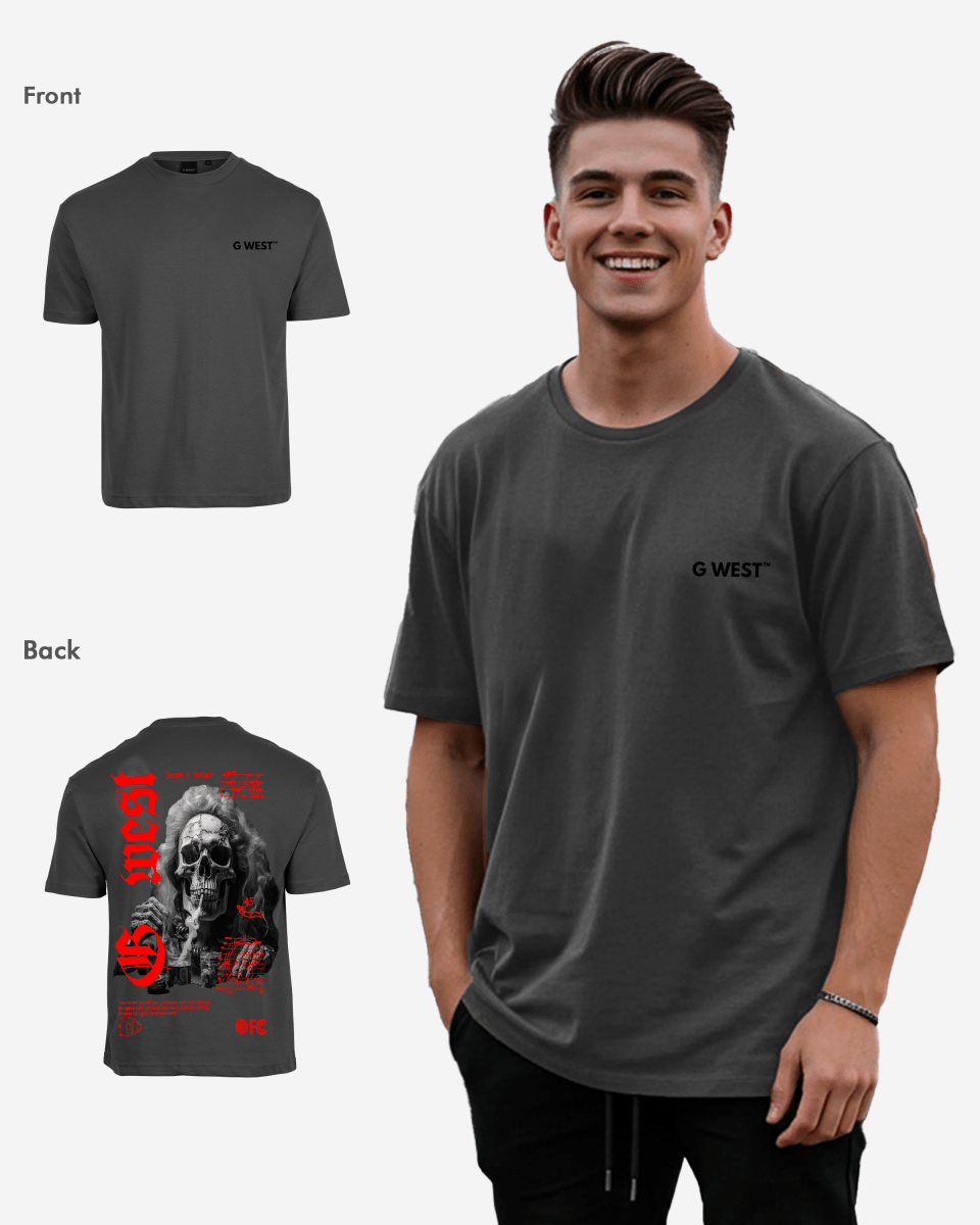 G West Oversized Smoke Skull T-Shirt Mens G West