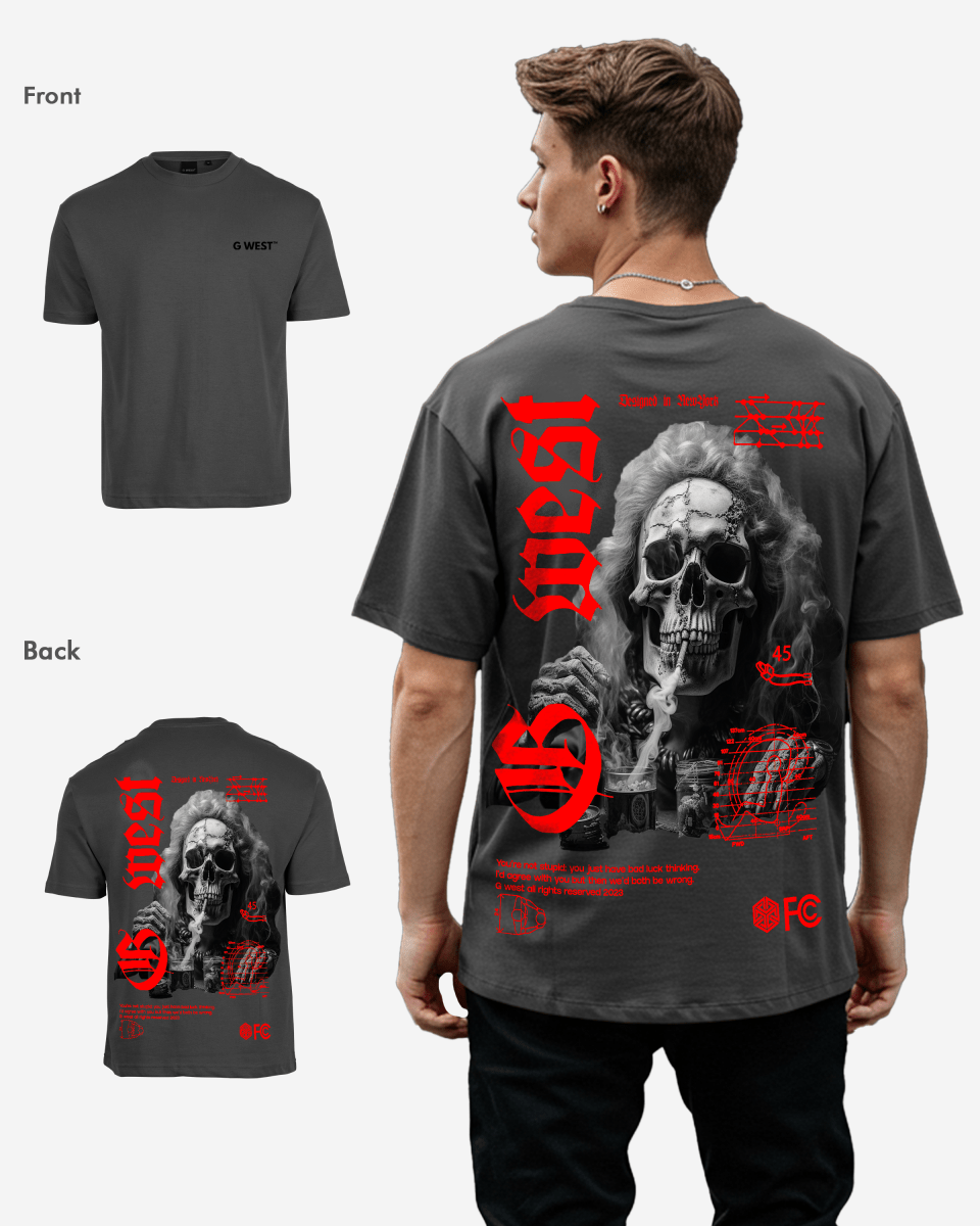 G West Oversized Smoke Skull T-Shirt Mens G West