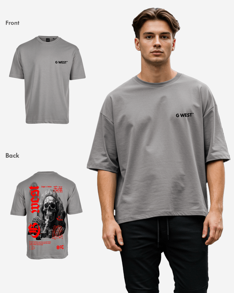 G West Oversized Smoke Skull T-Shirt Mens G West