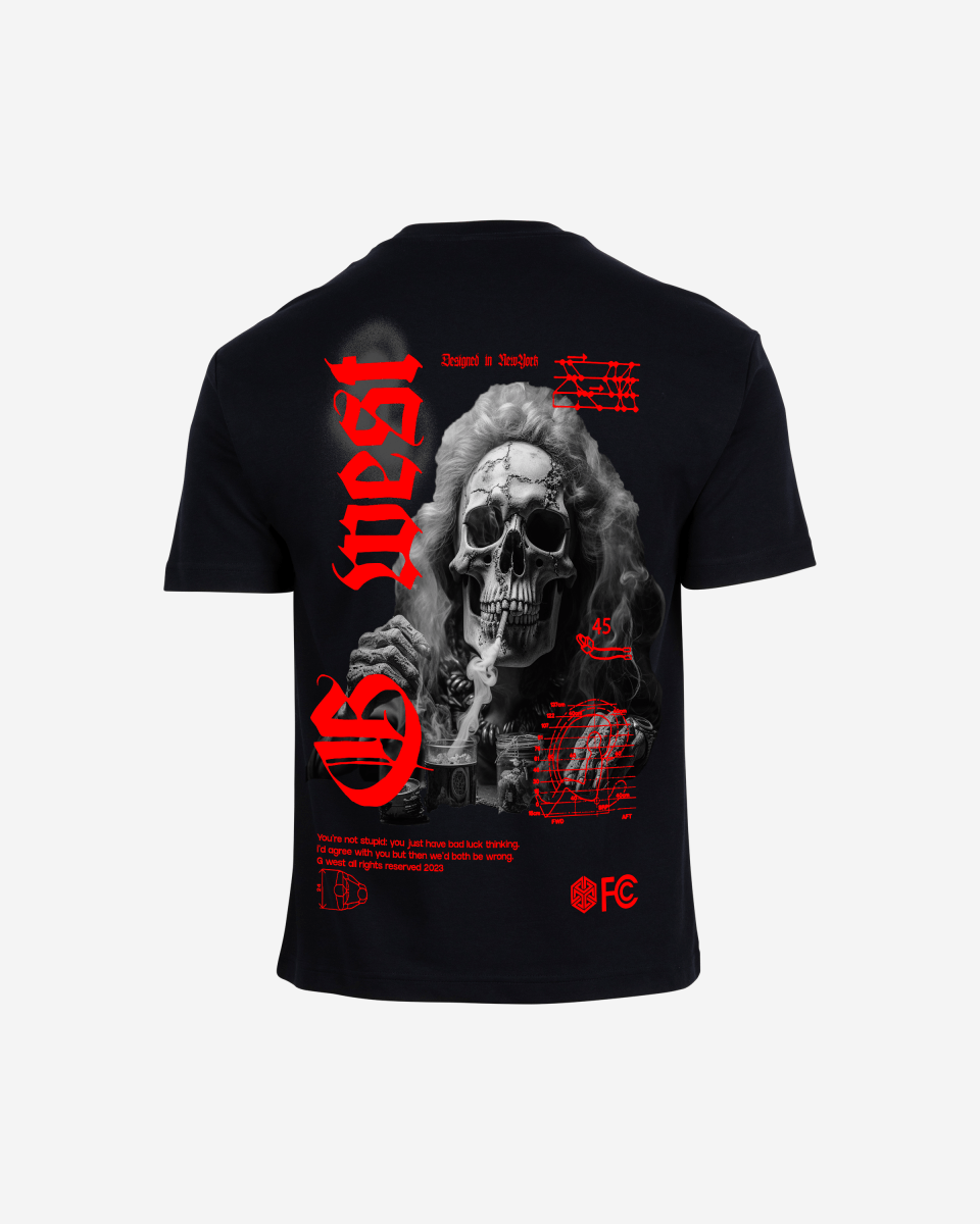 G West Oversized Smoke Skull T-Shirt Mens G West