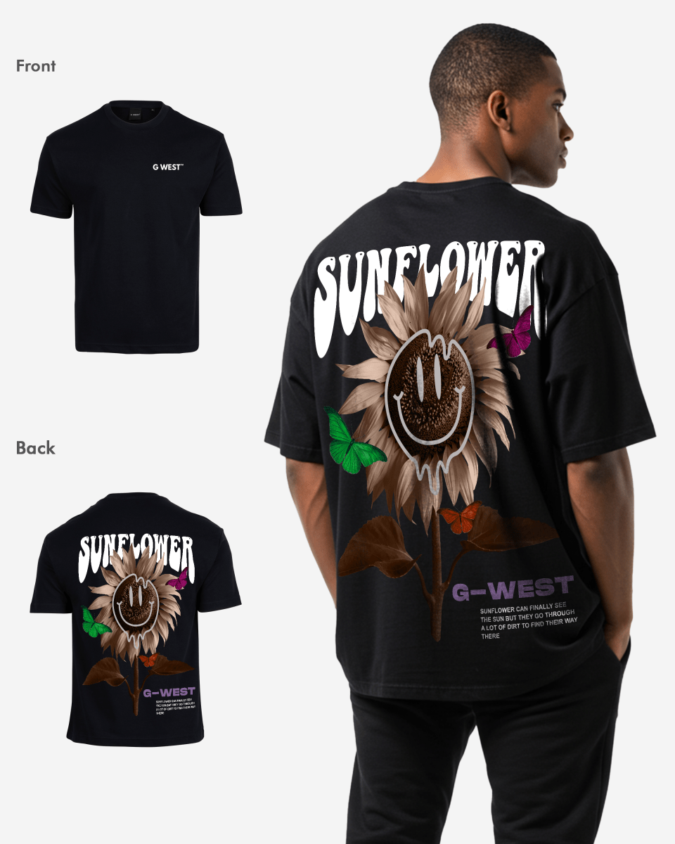 G West Mens Oversized Sunflower Life Style T Shirt G West