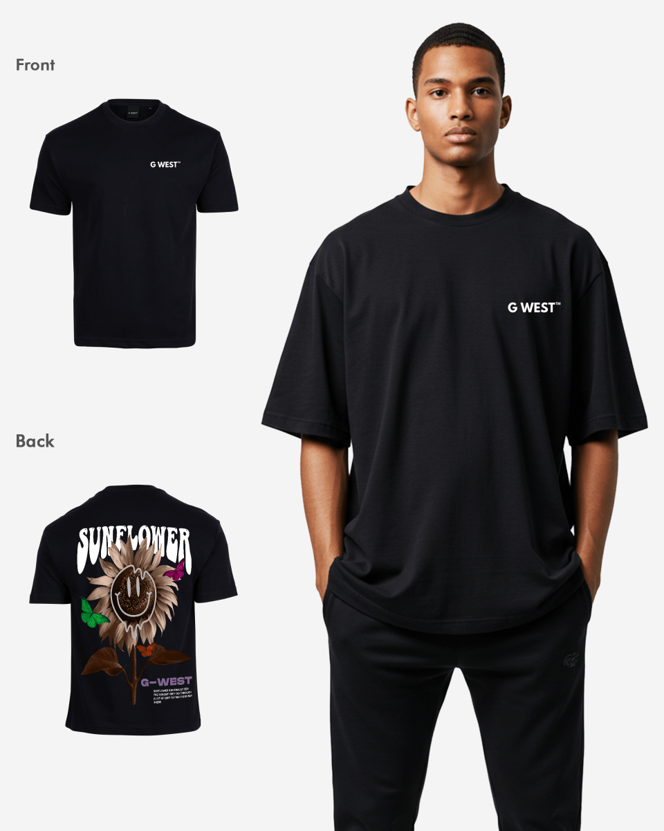 G West Mens Oversized Sunflower Life Style T Shirt G West