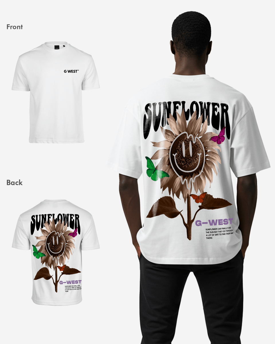 G West Mens Oversized Sunflower Life Style T Shirt G West