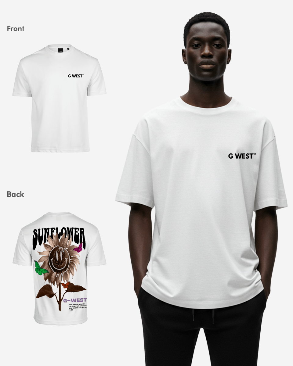 G West Mens Oversized Sunflower Life Style T Shirt G West