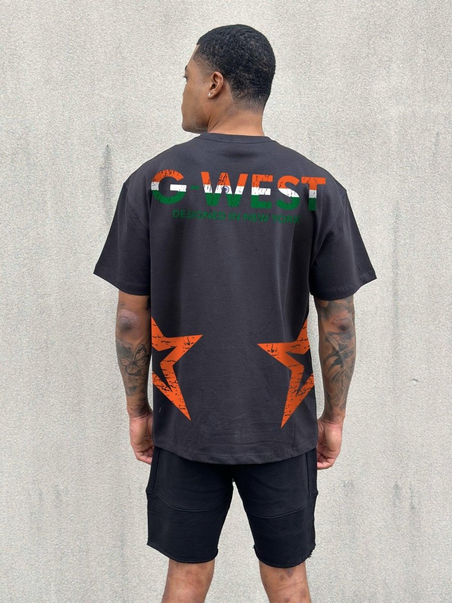 G West Mens Oversized Tee Cricket India Logo T-Shirt G West