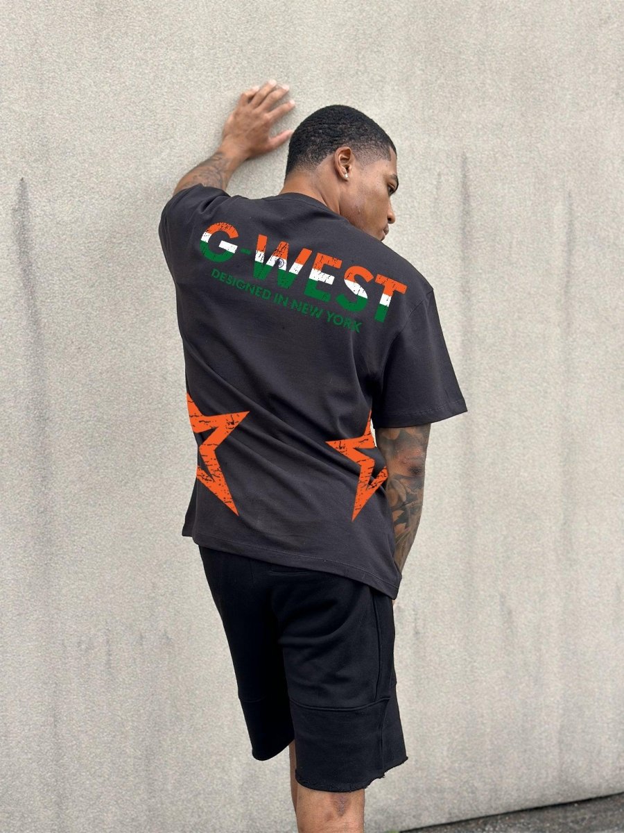 G West Mens Oversized Tee Cricket India Logo T-Shirt G West