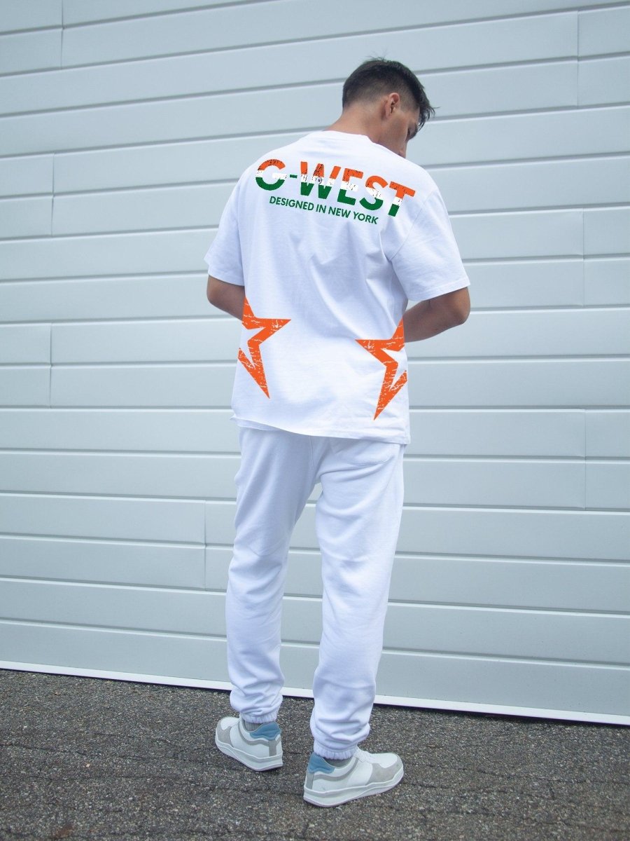 G West Mens Oversized Tee Cricket India Logo T-Shirt G West