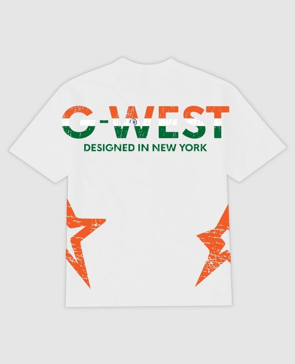 G West Mens Oversized Tee Cricket India Logo T-Shirt G West