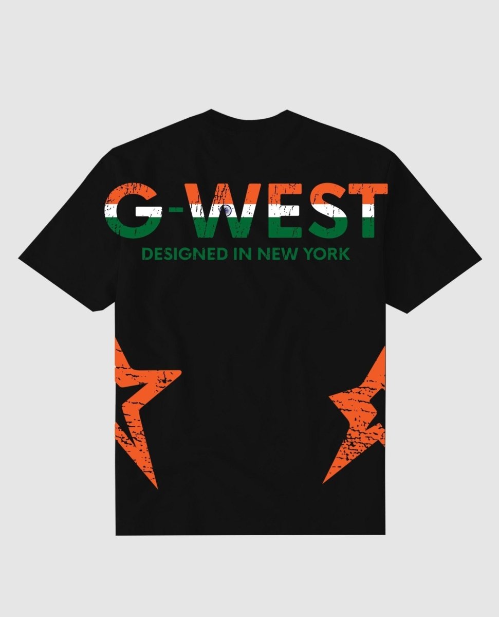 G West Mens Oversized Tee Cricket India Logo T-Shirt G West