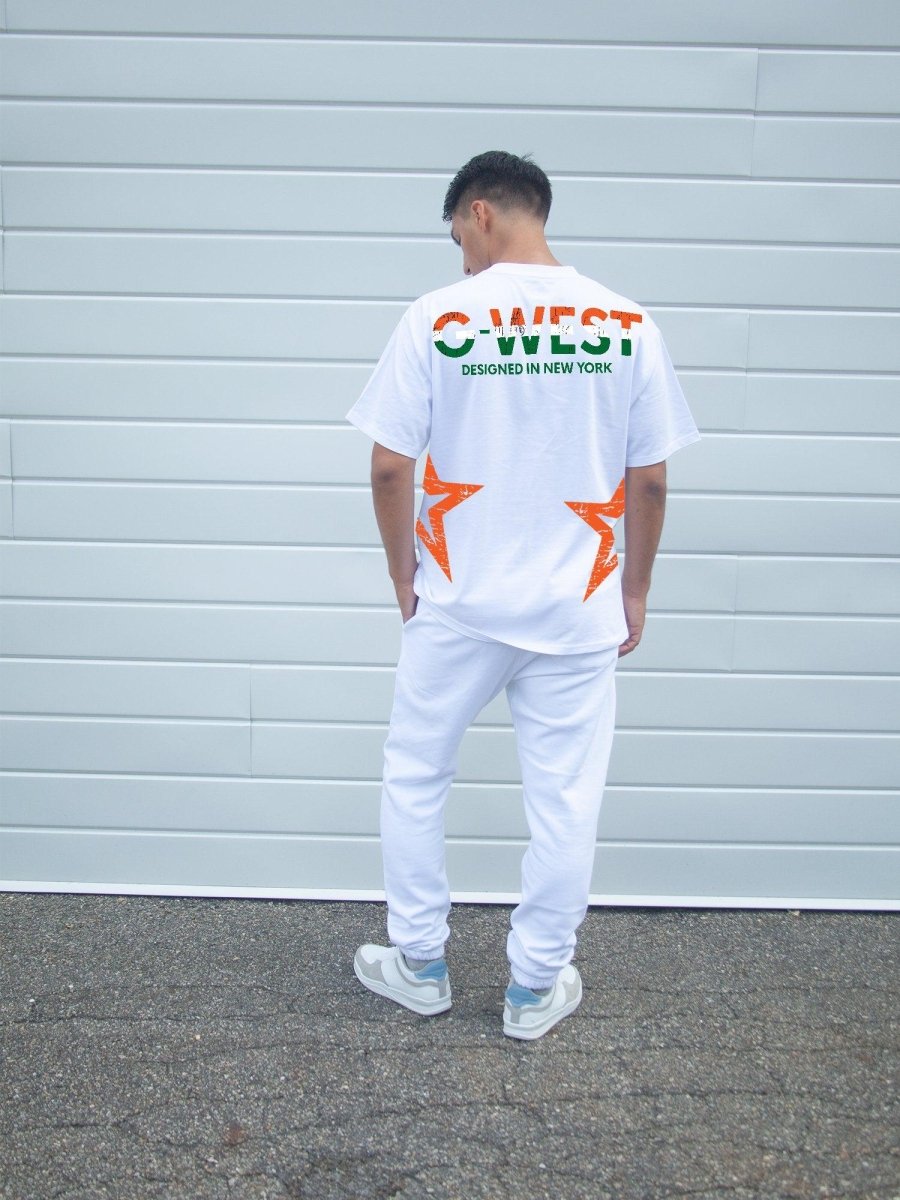 G West Mens Oversized Tee Cricket India Logo T-Shirt G West