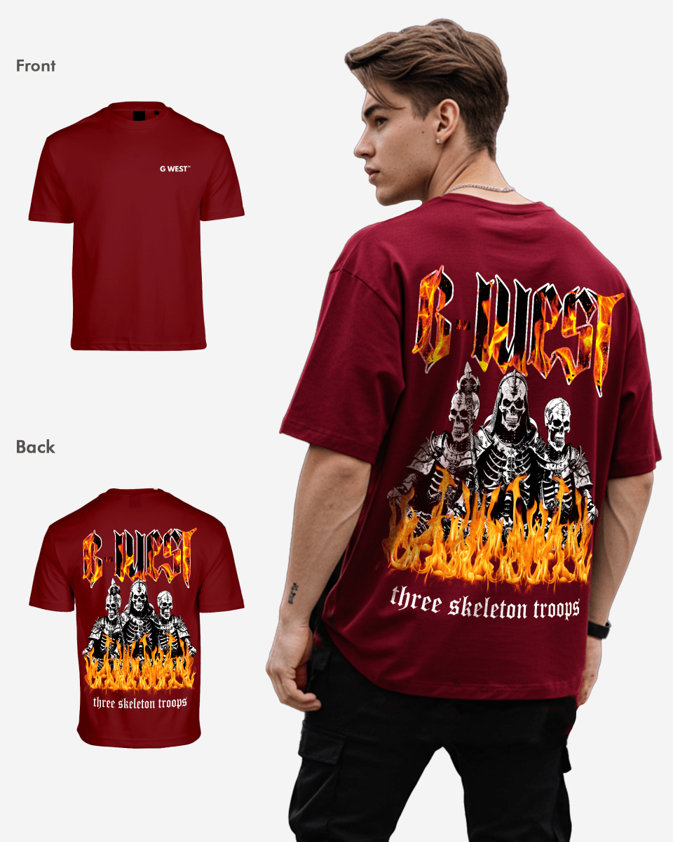 G West Oversized Tri Skeleton T-Shirt Mens G West
