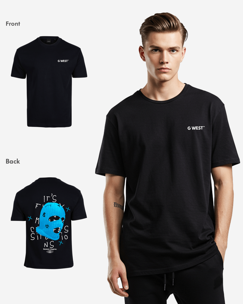 G West Mens Oversized True Blue Ski Mask Oversized Tee G West
