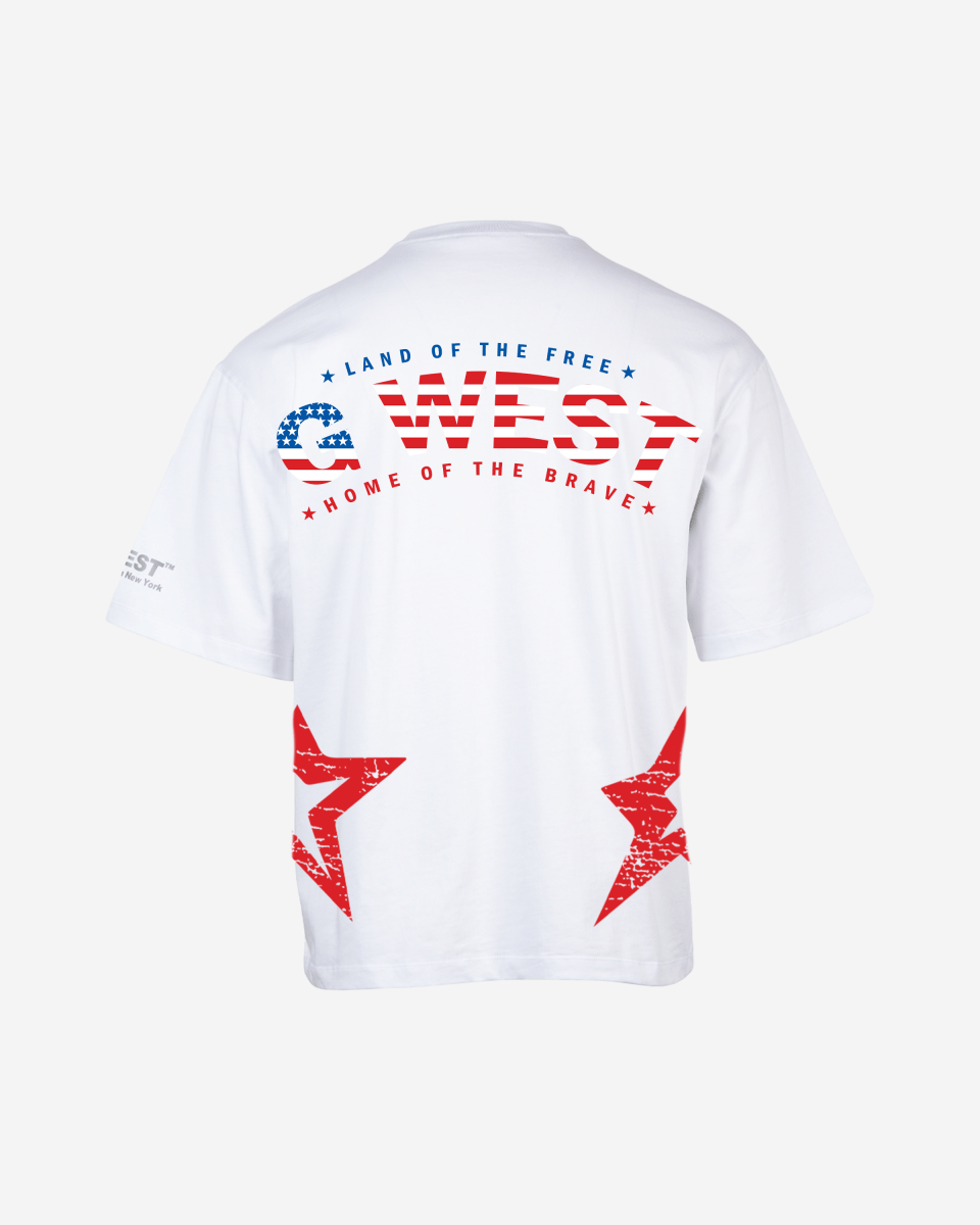 G West Mens Oversized Usa Flag Arch Logo Tee G West