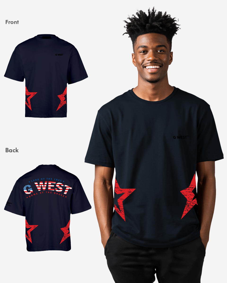 G West Mens Oversized Usa Flag Arch Logo Tee G West