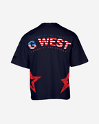 G West Mens Oversized Usa Flag Arch Logo Tee G West